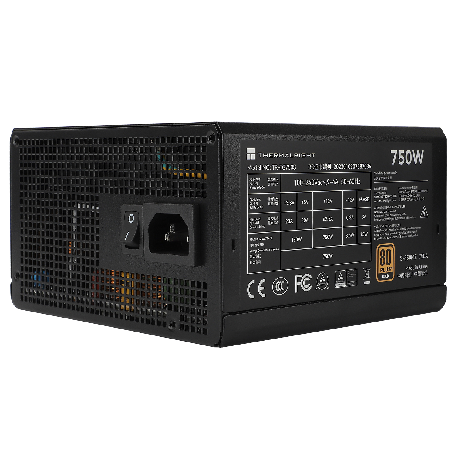 Thermalright TG-750S 750W 80+ Gold Non-Modular Power Supply - Black