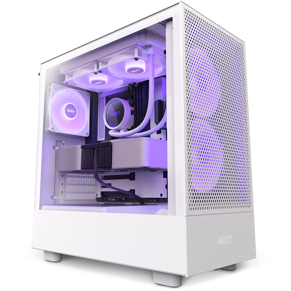 NZXT H5 Flow RGB Compact ATX Mid-Tower Case - White