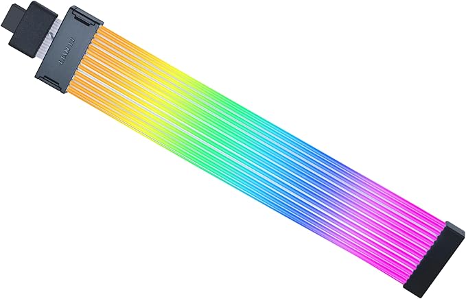 كابل تمديد طاقة Lian Li PW16-121W بـ 16 سنًا وإضاءة RGB قابلة للعنونة مع تحكم لاسلكي - شريط بـ 12 مصباح LED