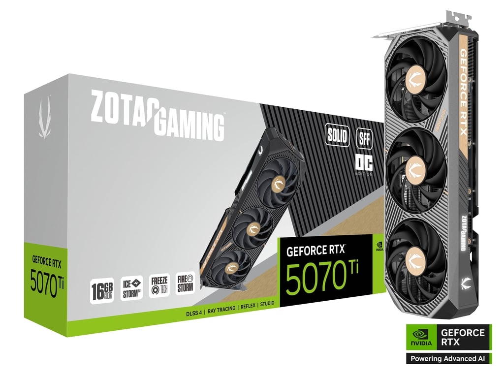 كرت الشاشة زوتاك جيمنج جيفورس RTX 5070 Ti سوليد SSF OC بسعة 16 جيجابايت من نوع GDDR7