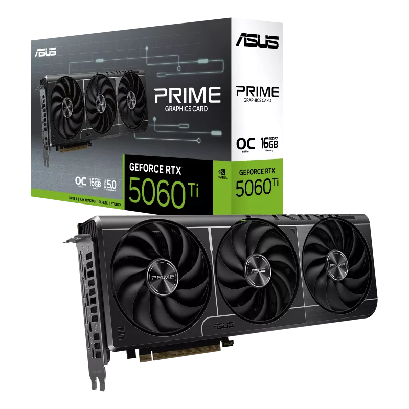 كرت الشاشة أسوس برايم جيفورس RTX 5060 Ti OC بسعة 16 جيجابايت من نوع GDDR7 