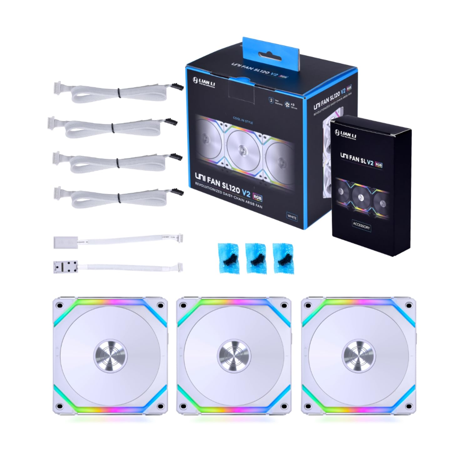 [新品未使用】 UNI FAN SL120 V2 RGB 2点セット Lian Li UNI Fan SL120 v2 120mm RGB Regular Fan BLACK - 1