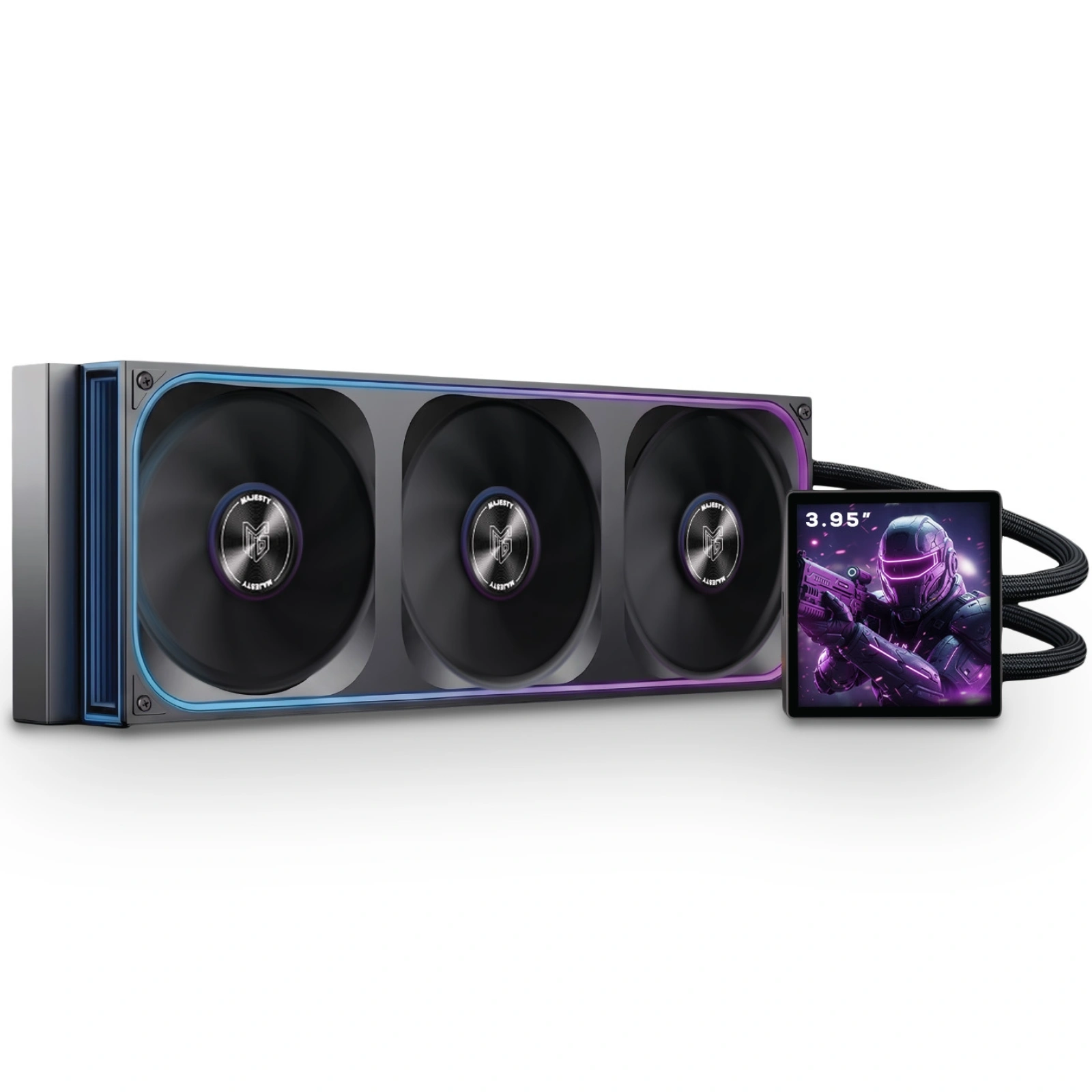 Majesty CLL-401 360mm ARGB Liquid Cooler | 3.9-inch IPS LCD, 3×120mm Fans – Black