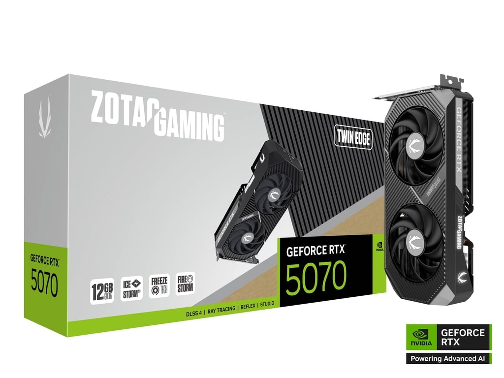 ZOTAC GAMING GeForce RTX 5070 Twin Edge 12GB GDDR7 Graphics Card-  Black