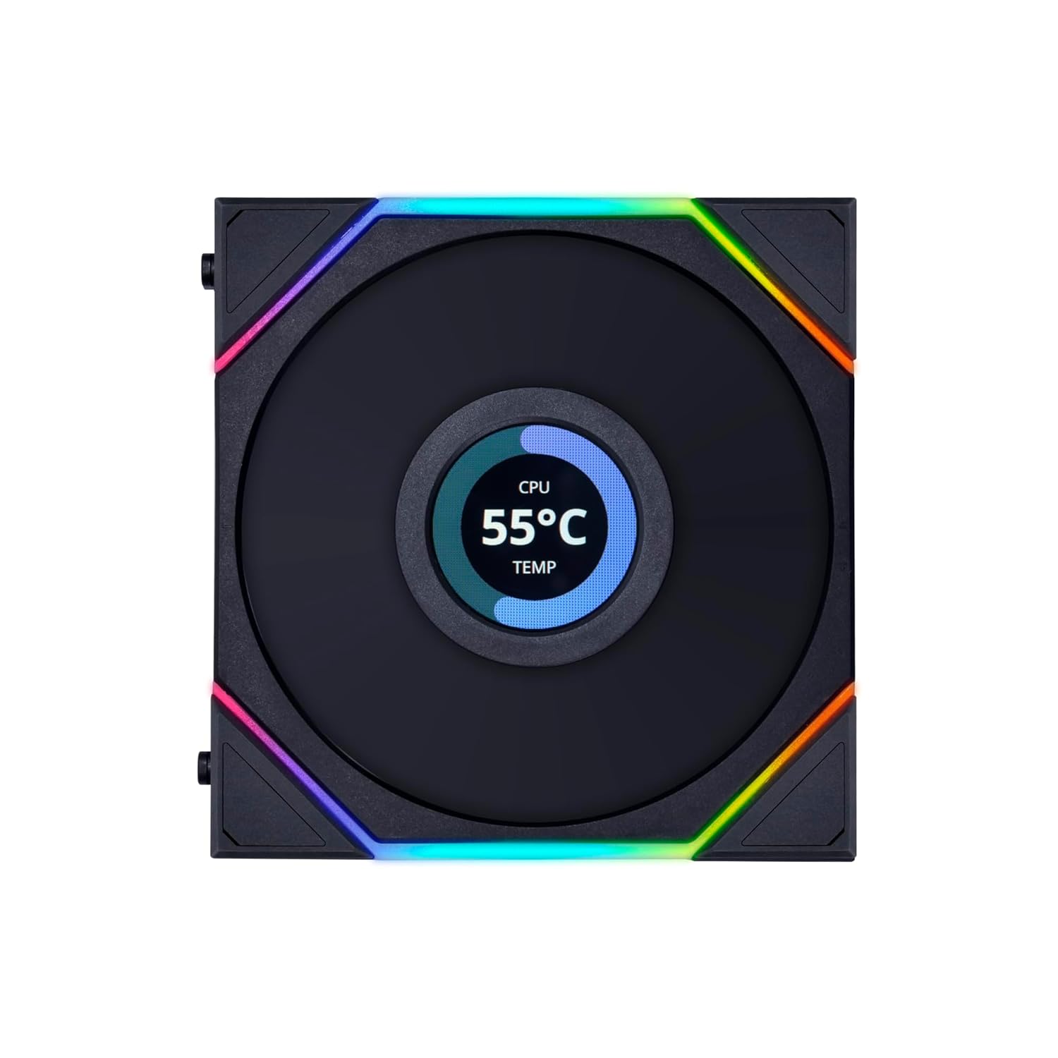 مروحة ليان لي UNI FAN TL LCD -  أسود - مروحة واحده بحجم 120 ملم