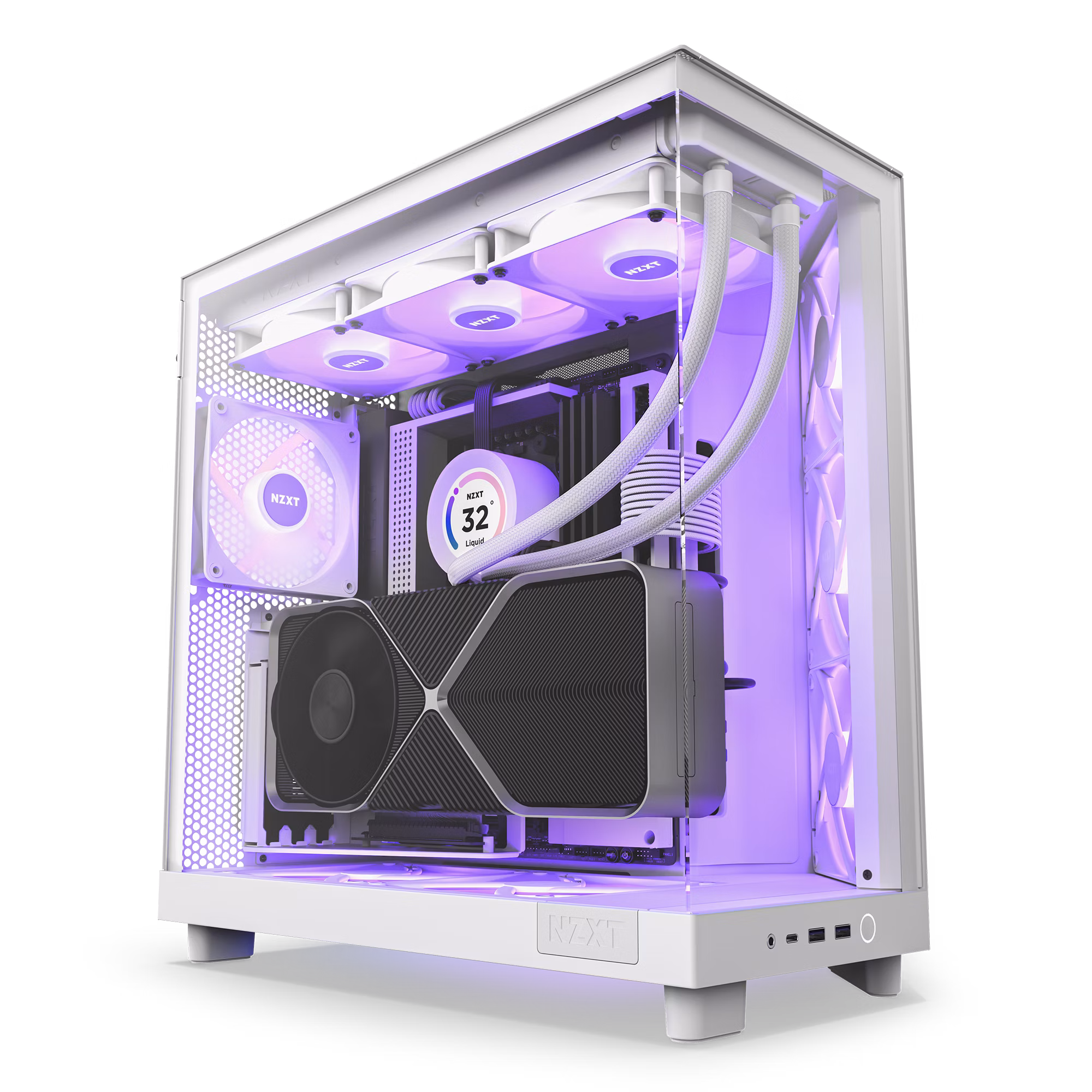 كيس NZXT H6 Flow RGB متوسط الحجم - أبيض