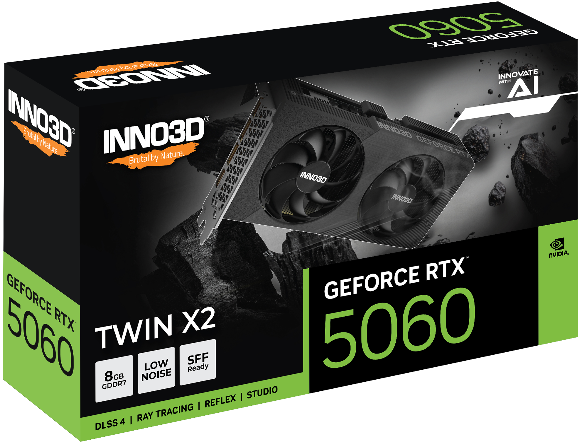 UN３Ｄ INNO3D GeForce RTX 5060 TWIN X2 8GB GDDR7 - Black | RAIQ
