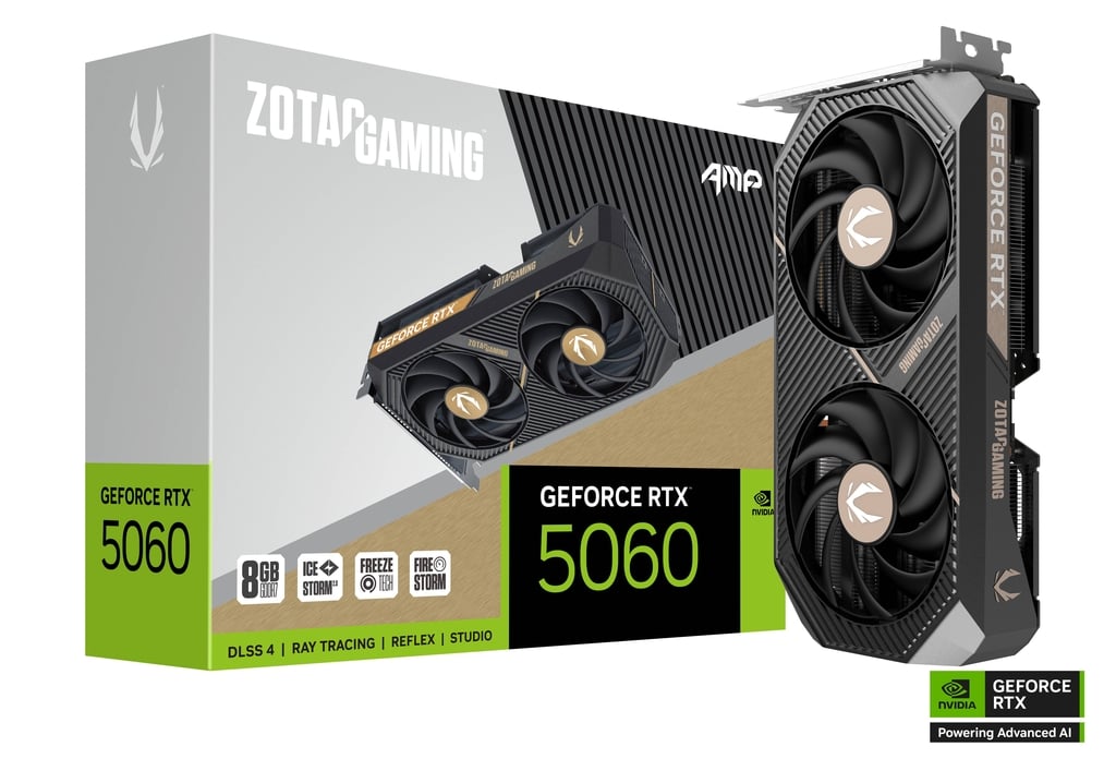كرت الشاشة زوتاك جيمنج جيفورس RTX 5060 AMP بسعة 8 جيجابايت من نوع GDDR7 - أسود