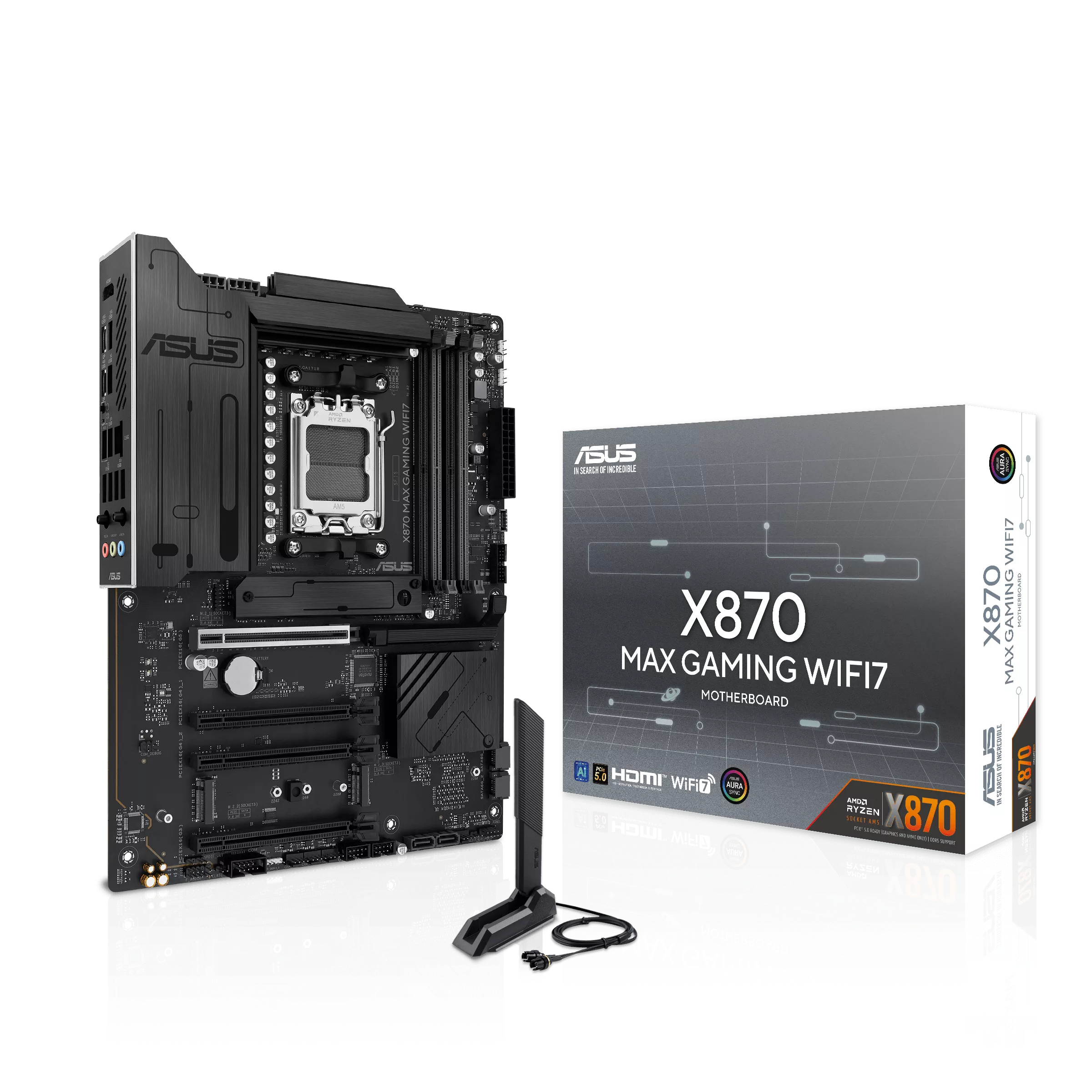 اللوحة الام أسوس X870 ماكس جيمنج وايفاي 7 مقبس AMD AM5 - أسود