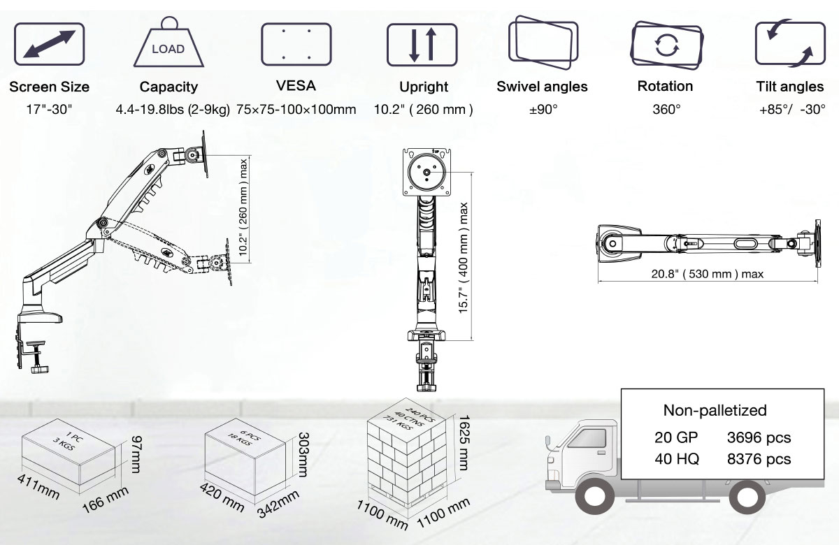 NB North Bayou Monitor Desk Stand F80