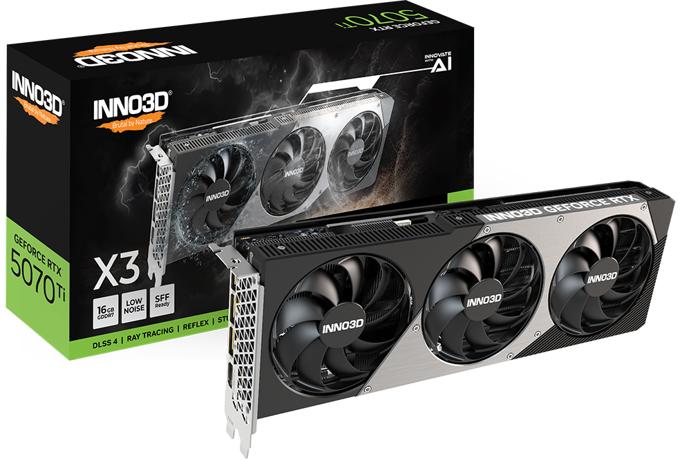 INNO3D GeForce RTX 5070 Ti X3 16GB GDDR7 Graphic Card - Black | RAIQ