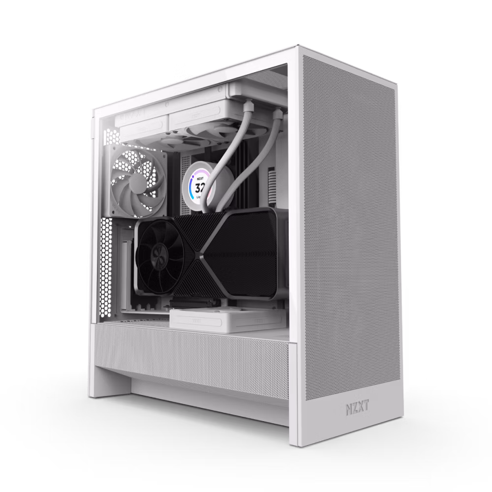 NZXT H5 Flow 2024 Edition Compact Mid-Tower ATX Airflow Case - White